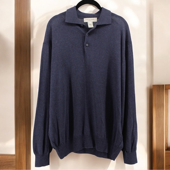 Pronto-Uomo Firenze Deep Blue Collared Comfort Capsule Long Sleeve Men’s Size L - Picture 1 of 8